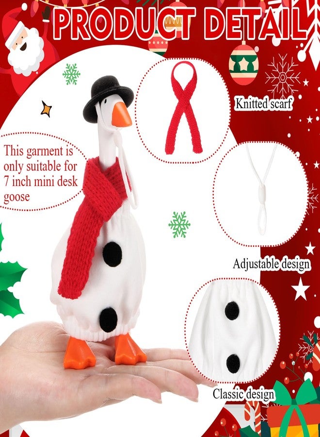 Abbylike 2 Sets Christmas Mini Desk Goose Outfits 7 Inch Cute Magnetic Silly Goose Statue Winter Holiday Decor Gifts for Christmas Holiday Home Office Table Desk Key Holder Decor(Santa Claus Snowman) - Image 3